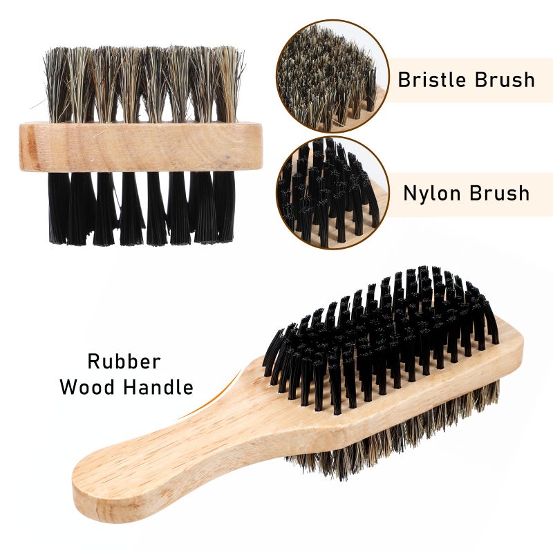 Exircy Double Sided Brush for Men, Double Sided Beard Brush with Rubber Wood Handle Lmitation Bristle Firm and Soft Sides Men Hair Brushes Hair Beand Grooming Tool for Thick Coarse - Image 3
